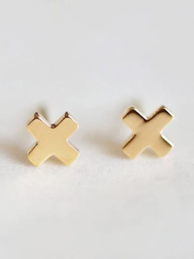 golden Stainless steel Cross Minimalist Stud Earring