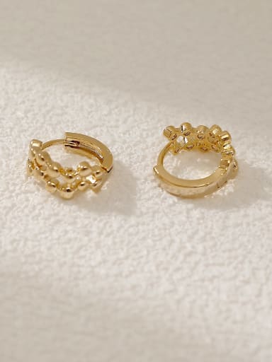 14k Gold Brass Cubic Zirconia Geometric Vintage Huggie Earring