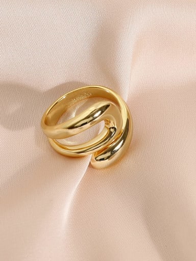 16k gold Brass  Smooth Geometric Minimalist Band Ring