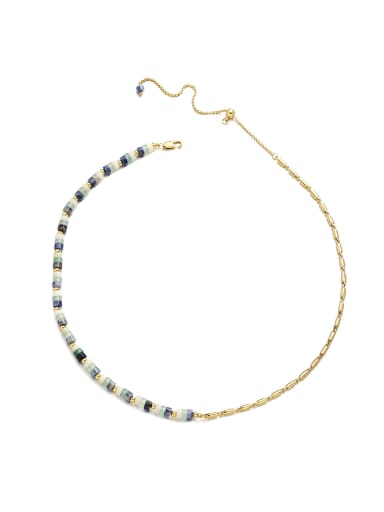 Brass Imitation Pearl Geometric Trend Asymmetrical Chain Necklace
