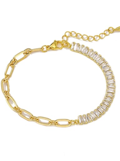 30811 Brass Cubic Zirconia Geometric Dainty Bracelet