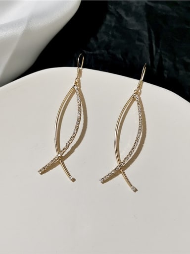 Copper Rhinestone Irregular Minimalist Hook Trend Korean Fashion Earring