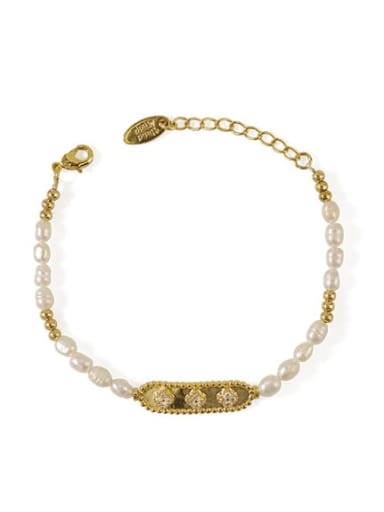 Brass Freshwater Pearl Flower Vintage Bracelet