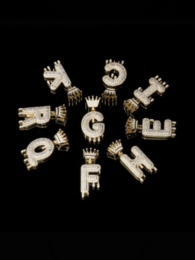 Brass Cubic Zirconia Crown Hip Hop Letter Pendant Necklace