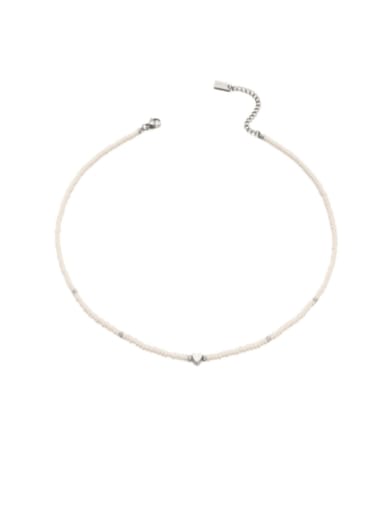 Titanium Steel Glass beads Heart Minimalist Beaded Necklace
