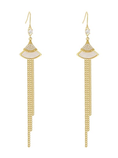 Copper Alloy Shell Tassel Minimalist Sector Threader Earring