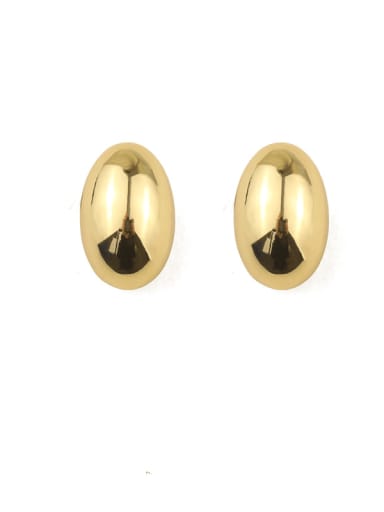 Brass Smooth Oval Minimalist Stud Earring