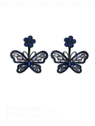 Brass Cubic Zirconia Hollow  Butterfly Luxury Stud Earring
