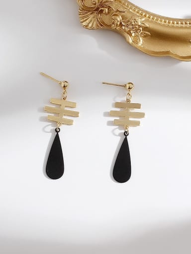 black Copper Fashion Long Style Water Drop Trend Korean Fashion Earrings