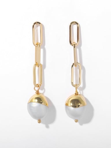 Brass Freshwater Pearl Tassel Vintage Drop Earring