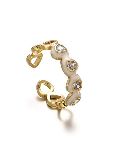 Love Zircon Ring Brass Cubic Zirconia Heart Dainty Band Ring