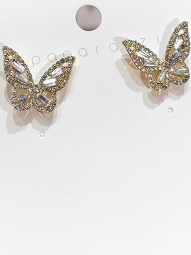 Mixed Metal Rhinestone White Butterfly Classic Stud Earring