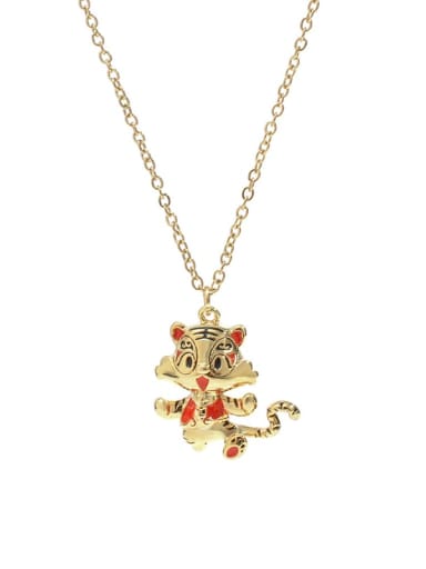 Brass Enamel Tiger Cute Necklace
