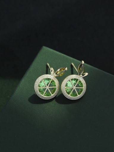 green Brass Cubic Zirconia Friut Luxury Cluster Earring