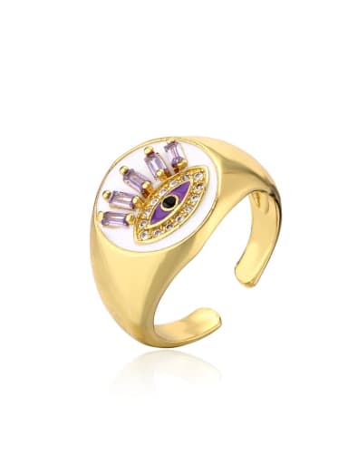 11676 Brass Enamel Cubic Zirconia Evil Eye Vintage Band Ring