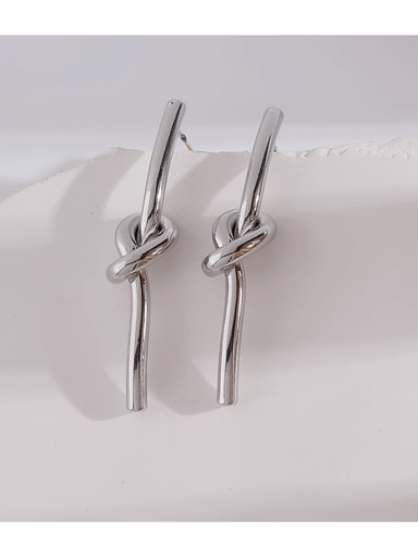 white K Brass Irregular Knot Minimalist Stud Earring