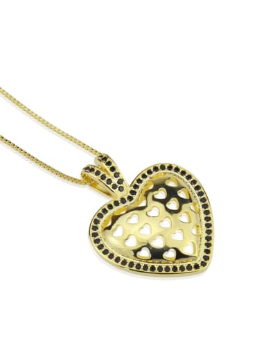Brass Hollow Heart  Vintage  Pendant Necklace