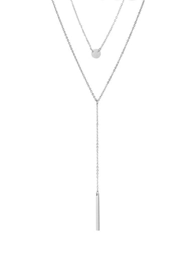 Steel color Stainless steel Tassel Minimalist Multi Strand Necklace