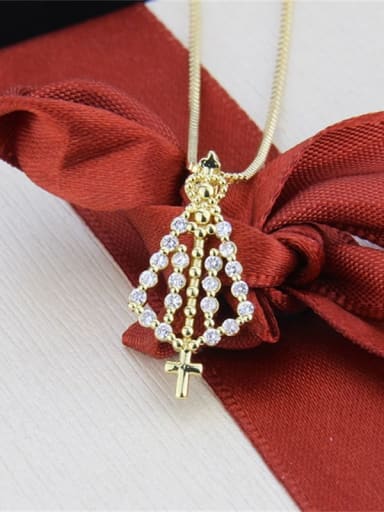 Brass Cubic Zirconia Religious Dainty Necklace
