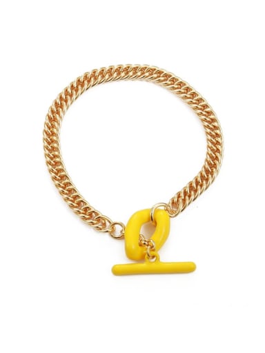 Yellow drop oil Brass Enamel Geometric Minimalist Link Bracelet