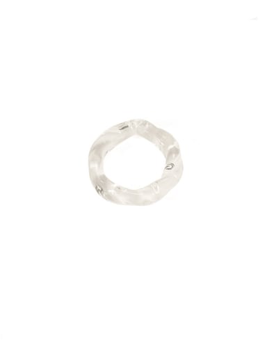Transparent Glass White Round Minimalist Band Ring
