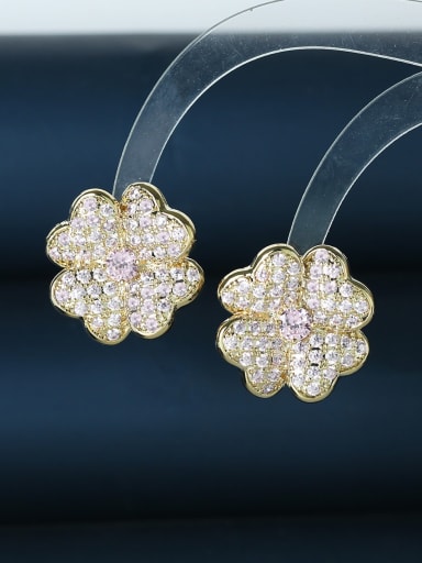 18k gold Brass Cubic Zirconia Flower Luxury Cluster Earring
