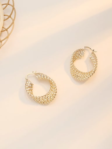 14K  gold Copper Geometric Minimalist Metal twisted multilayer Hoop Trend Korean Fashion Earring