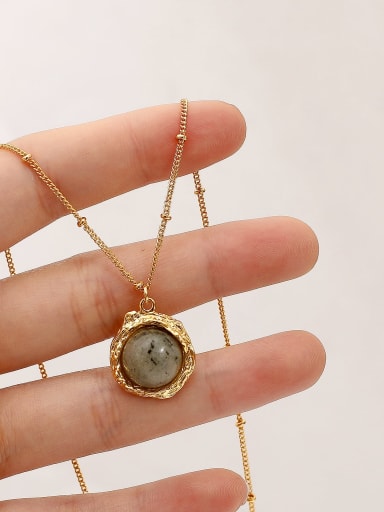 Brass Glass Stone Geometric Vintage Trend Korean Fashion Necklace