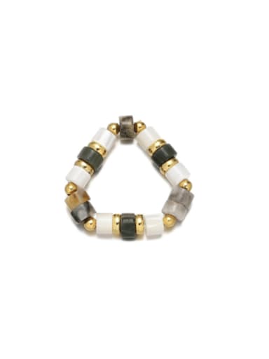 Brass Natural Stone Geometric Cute  Adjustable Elastic Rope Bead Ring