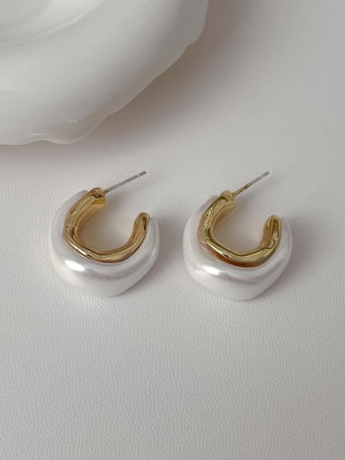 golden Brass Resin C Shape Minimalist Stud Earring