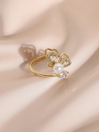 Brass Cubic Zirconia Butterfly Minimalist Band Ring