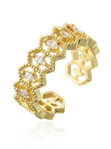 12244 Brass Cubic Zirconia Geometric Vintage Stackable Ring
