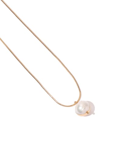 Brass Imitation Pearl Ball Minimalist Necklace