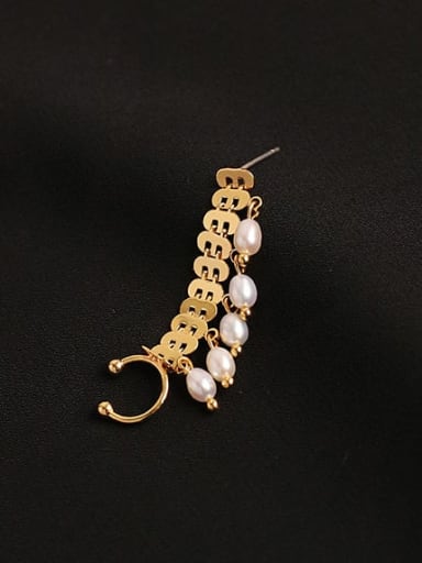 Brass Imitation Pearl Geometric Artisan Single Earring( Single-Only One)