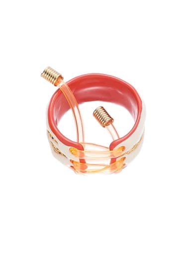 Orange Ring Brass Enamel Geometric Cute Band Ring