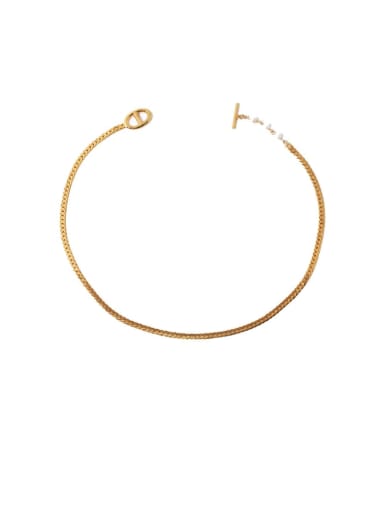 Brass  Minimalist Snake bone chain Necklace