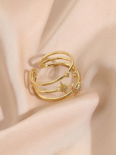 Brass Cubic Zirconia Star Minimalist Stackable Ring