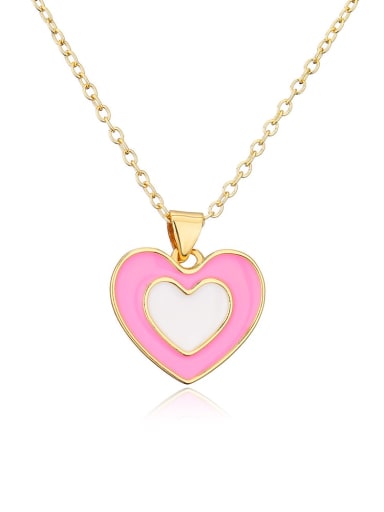 22113 Brass Enamel Heart Minimalist Necklace