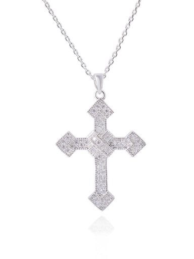 Brass Cubic Zirconia Cross Minimalist Regligious Necklace