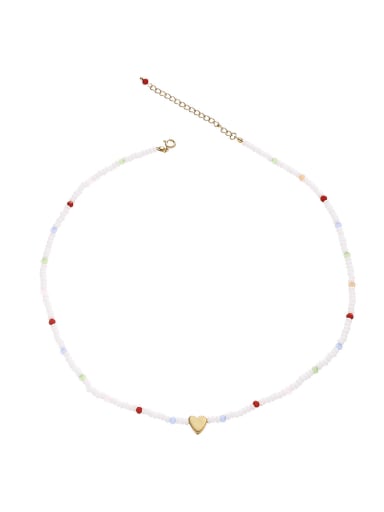 Titanium Steel Imitation Pearl Heart Minimalist Necklace
