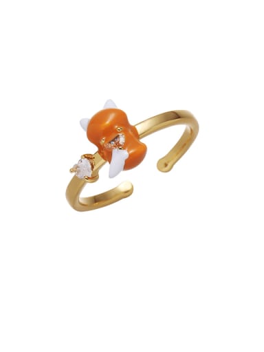 Brass Enamel Fox Cute Band Ring