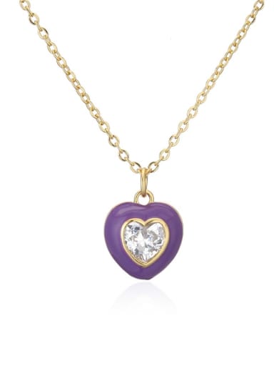 21116 Brass Rhinestone Enamel  Trend Heart Pendant Necklace