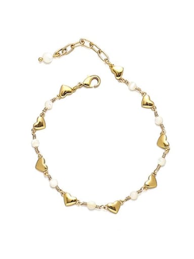 Love Bracelet Brass Shell Minimalist Heart  Bracelet and Necklace Set