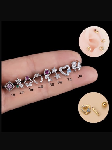 885 steel Brass Cubic Zirconia Heart Cute Single Earring(Only-One)