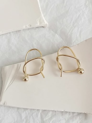 gold Copper Irregular Minimalist Hand Twist  Hollow Drop Trend Korean Fashion Earring