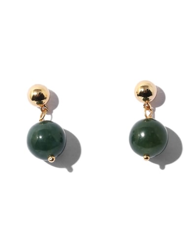 Brass Emerald Geometric Ethnic Stud Earring