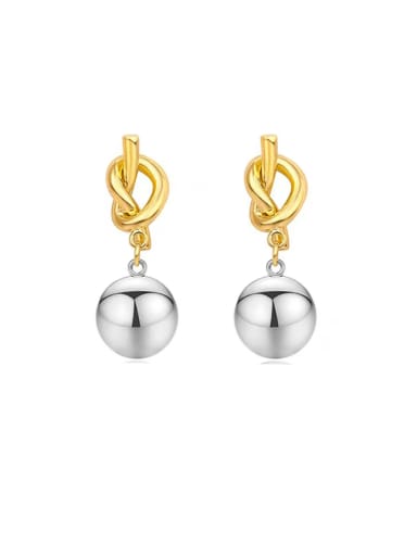Brass Imitation Pearl Ball Minimalist Bowknot Drop Earring