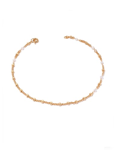 Gold necklace Brass Imitation Pearl Geometric Hip Hop Necklace