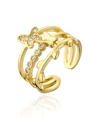 12222 Brass Cubic Zirconia Butterfly Vintage Stackable Ring