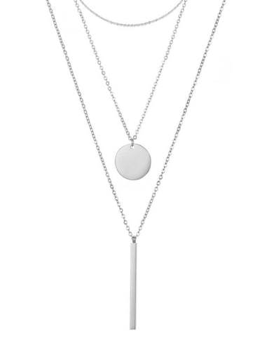 Steel color Stainless steel Round Minimalist Multi Strand Necklace